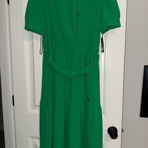 DKNY Vibrant Green Long Sleeve Dress